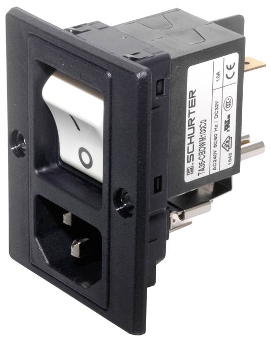 Schurter 3-109-717 Kaltgeräte-Steckverbinder Stecker, gerade Gesamtpolzahl: 3 10mA Schwarz 1St.