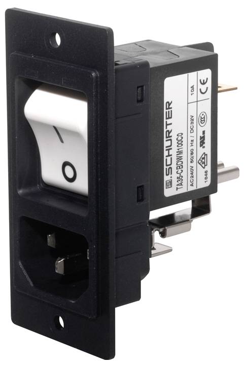 Schurter 3-109-718 Kaltgeräte-Steckverbinder Stecker, gerade Gesamtpolzahl: 3 10mA Schwarz 1St.