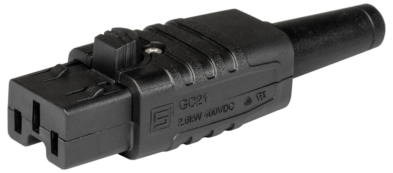 Schurter 3-142-747 Kaltgeräte-Steckverbinder Stecker, gerade Gesamtpolzahl: 3 6.5mA Schwarz 1St.