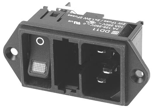Schurter DD11.0123.1111 Kaltgeräte-Steckverbinder Stecker, gerade Gesamtpolzahl: 3 10mA Schwarz 1St.