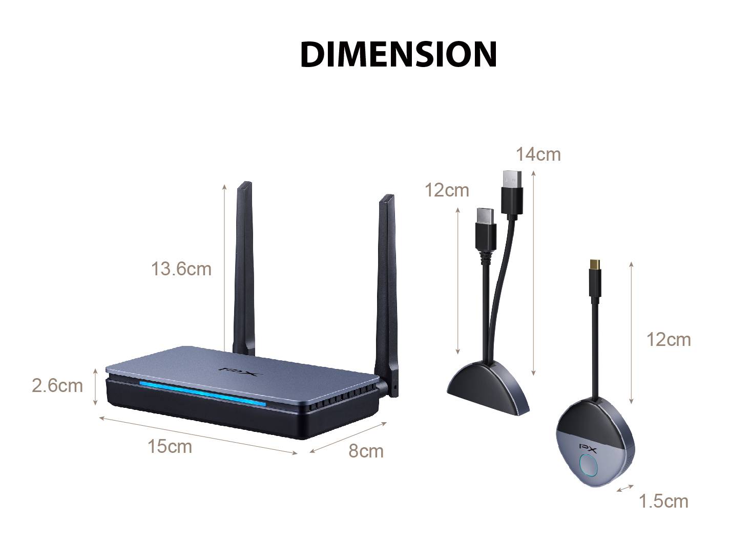 SpeaKa Professional SP-TR-500 Drahtloses Full HD Präsentationssystem 30m 5GHz, 2.4GHz 1920 x 1080 Pixel Sichere Funkübertragung