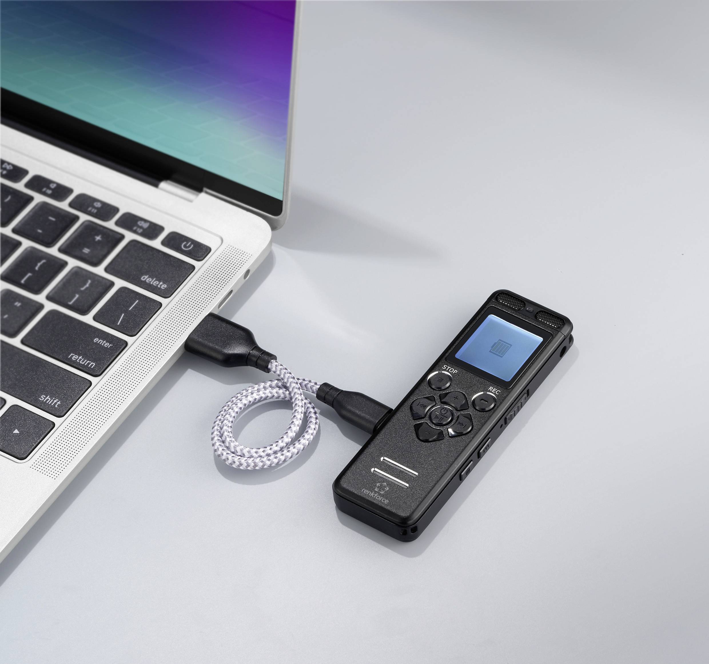 Renkforce RF-DVR-E36 Digitales Diktiergerät Aufzeichnungsdauer (max.) 25h Schwarz Geräuschunterdrückung