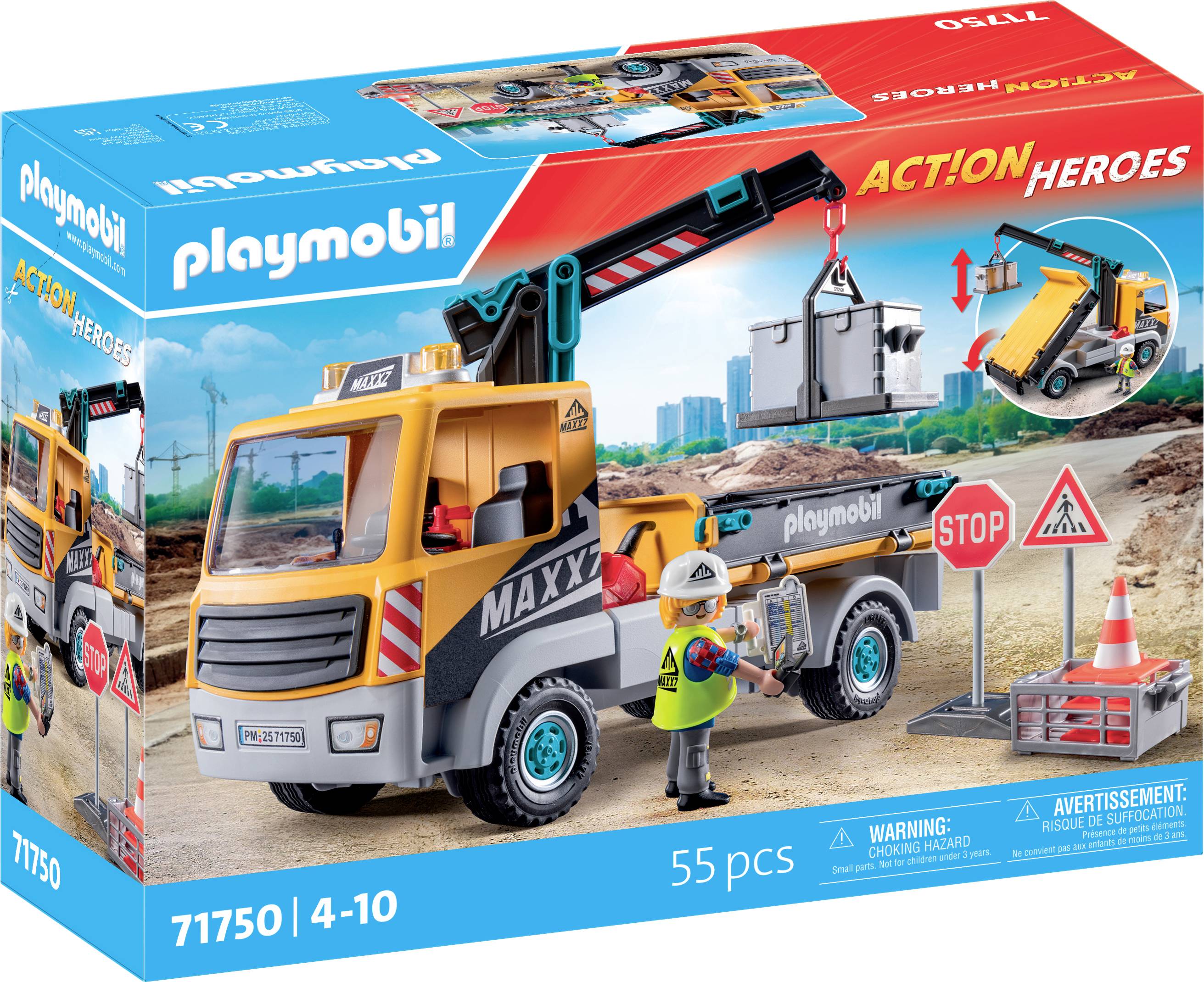 Playmobil® ACT!ON HEROES Baustellen-LKW mit Kran 71750