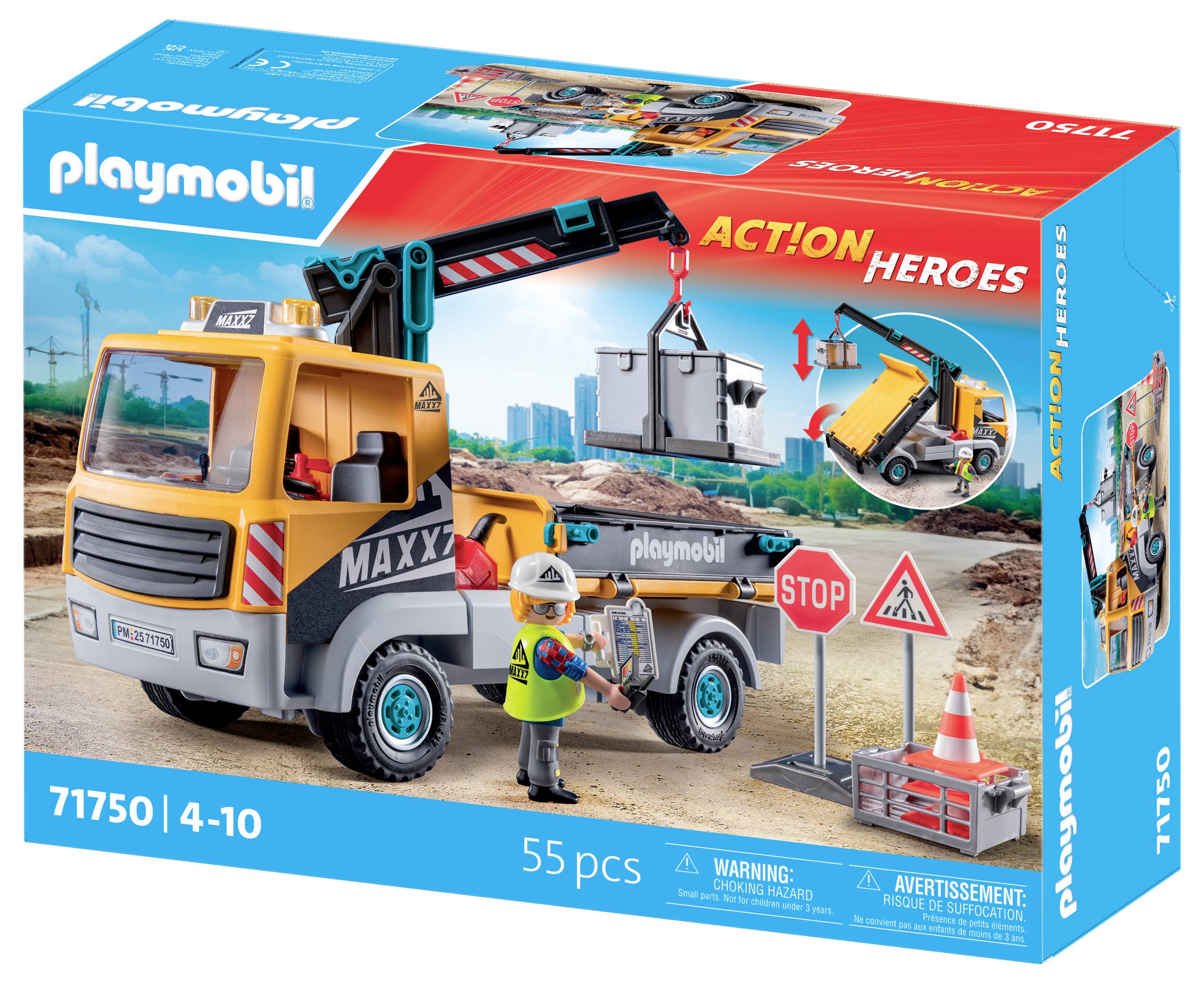 Playmobil® ACT!ON HEROES Baustellen-LKW mit Kran 71750