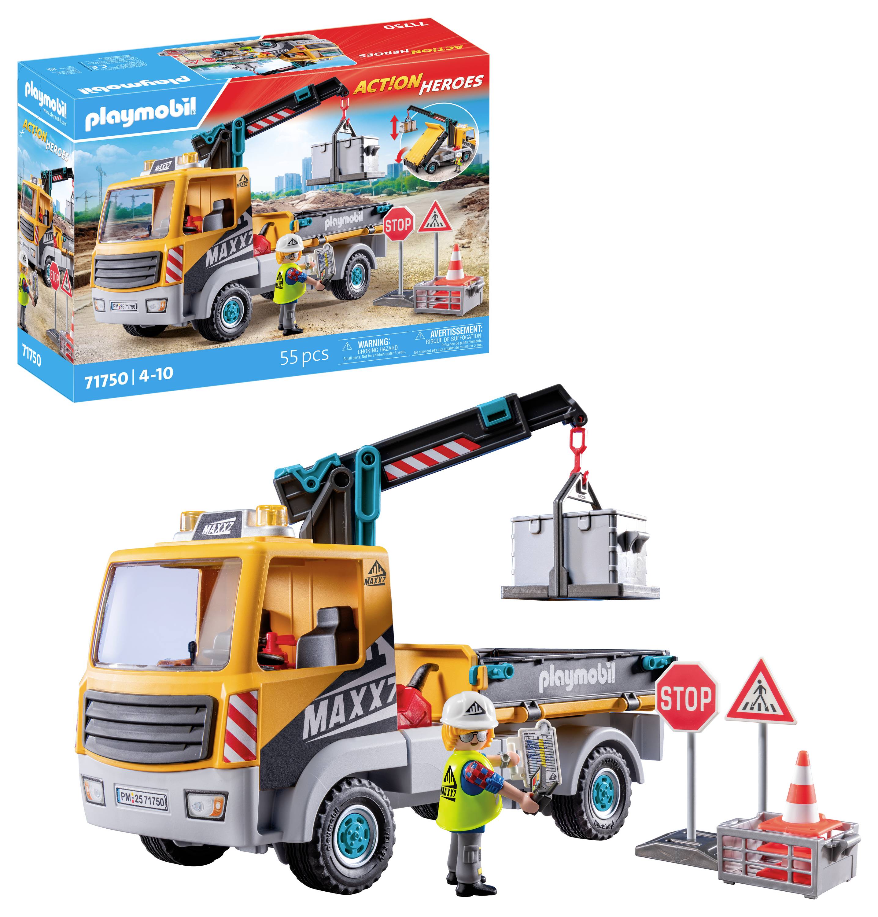 Playmobil® ACT!ON HEROES Baustellen-LKW mit Kran 71750
