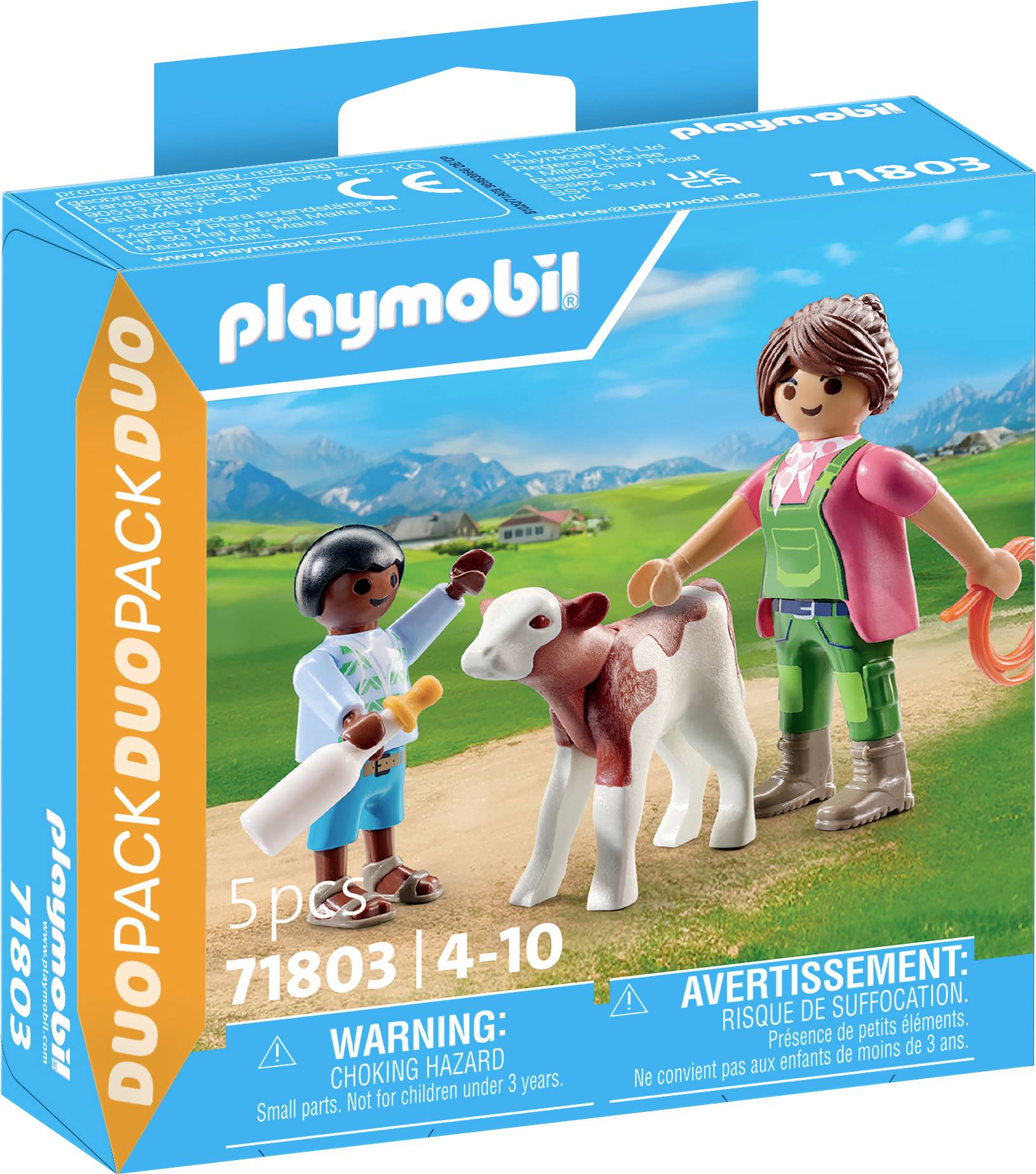 Playmobil® DUOPACK Bäuerin mit Kind und Kalb 71803