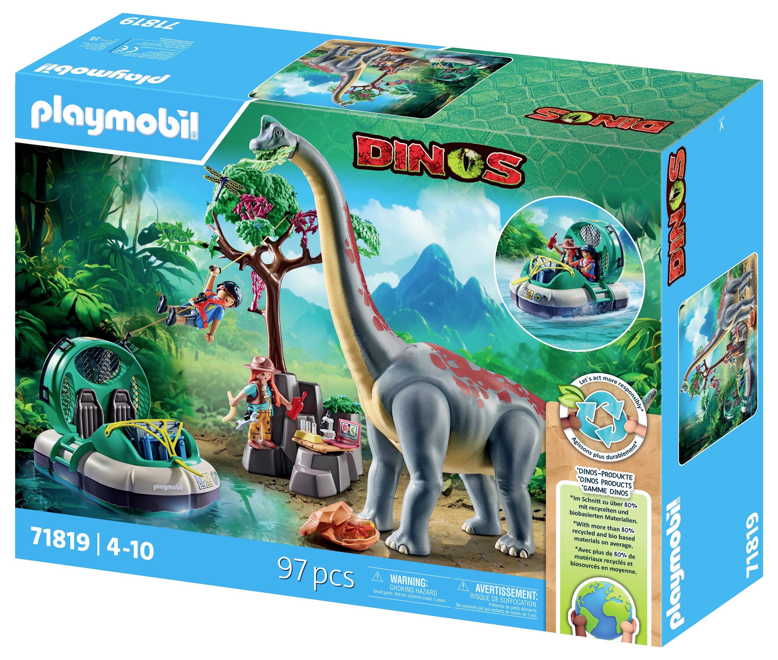 Playmobil® Dinos Brachiosaurus-Begegnung mit Luftkissenboot 71819