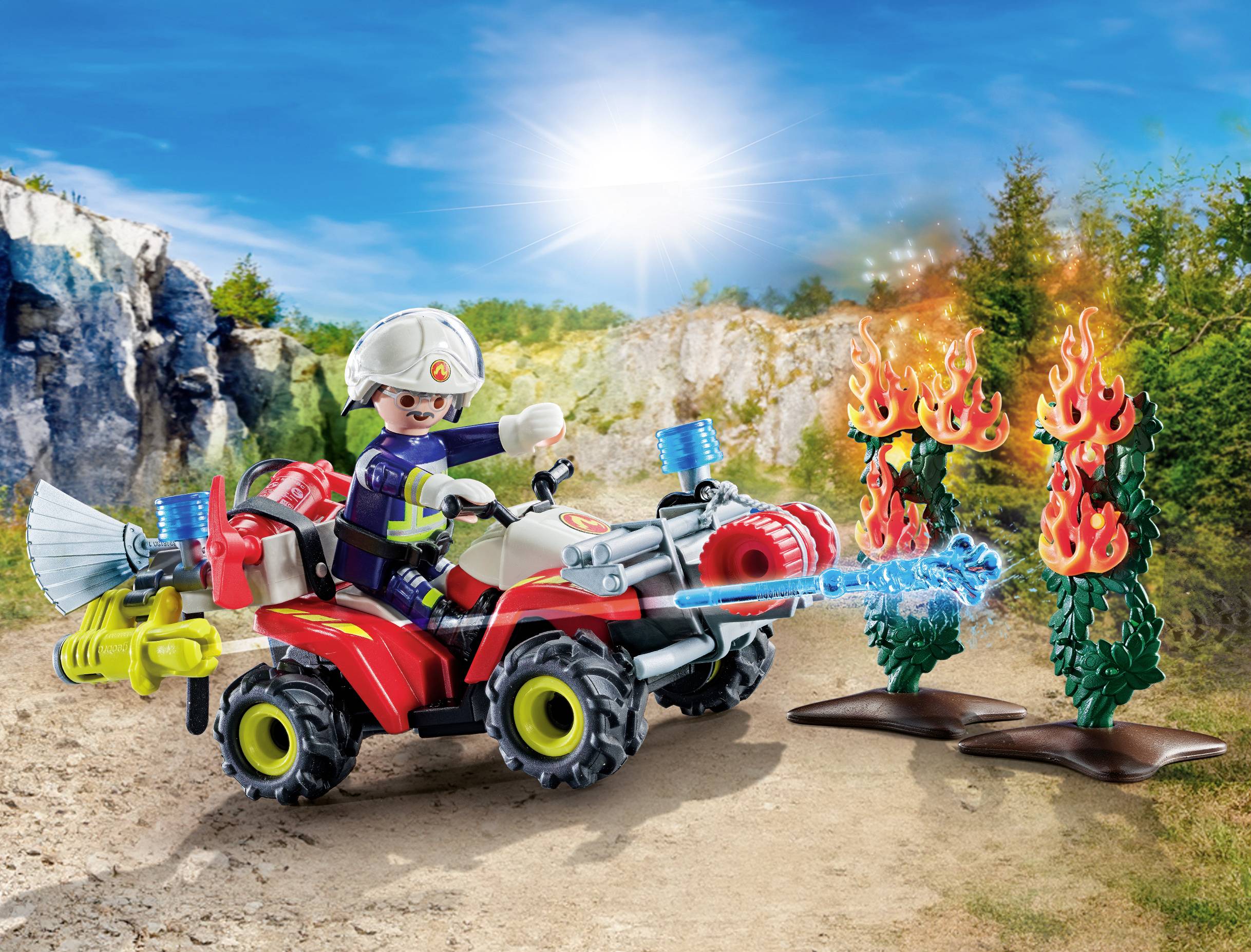 Playmobil® ACT!ON HEROES Feuerwehr Quad löscht Heckenbrand 71825