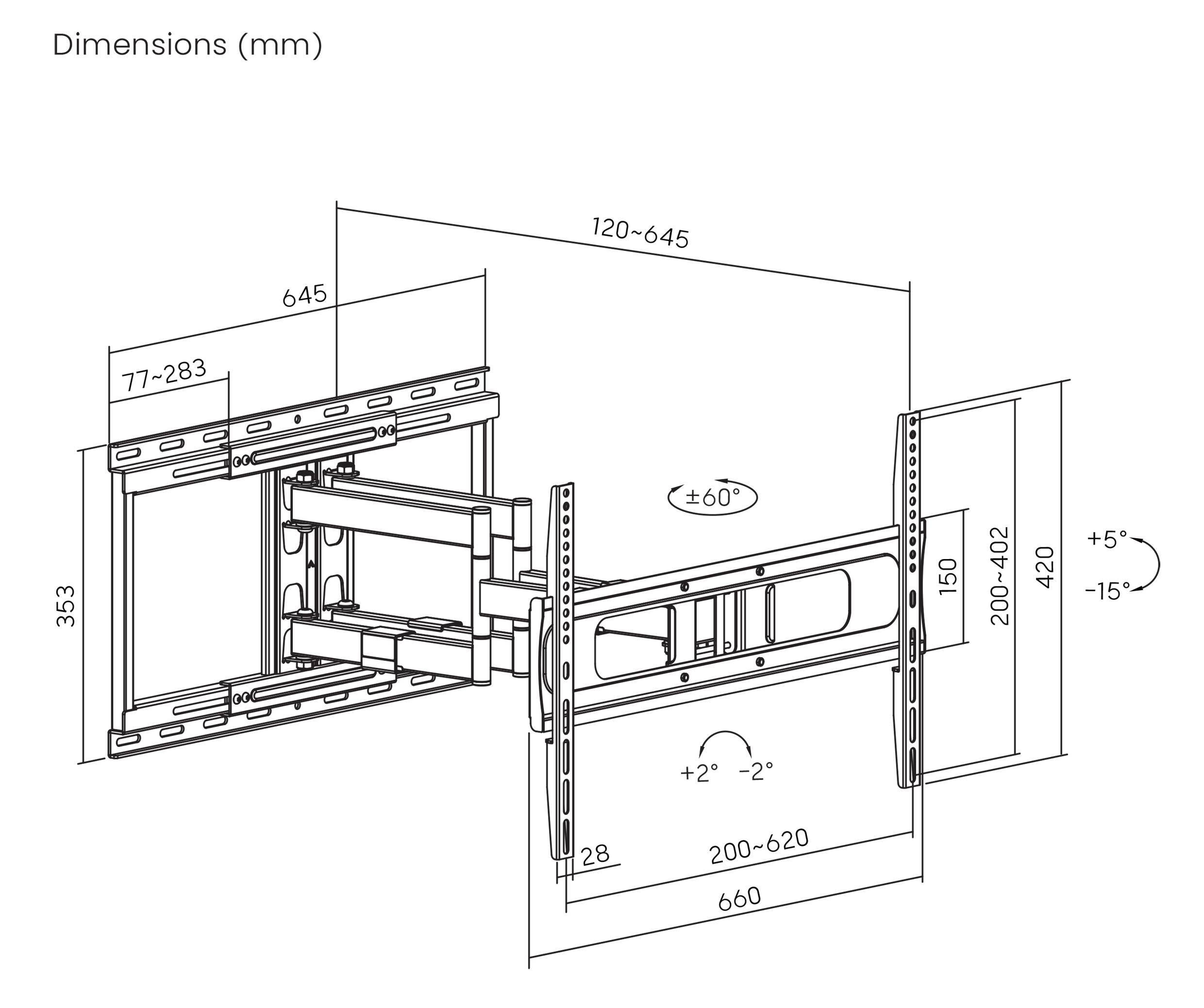 SpeaKa Professional SP-TVM-1200 TV-Wandhalterung 94,0cm (37") - 218,4cm (86”) Ausziehbar, Neigbar+Schwenkbar