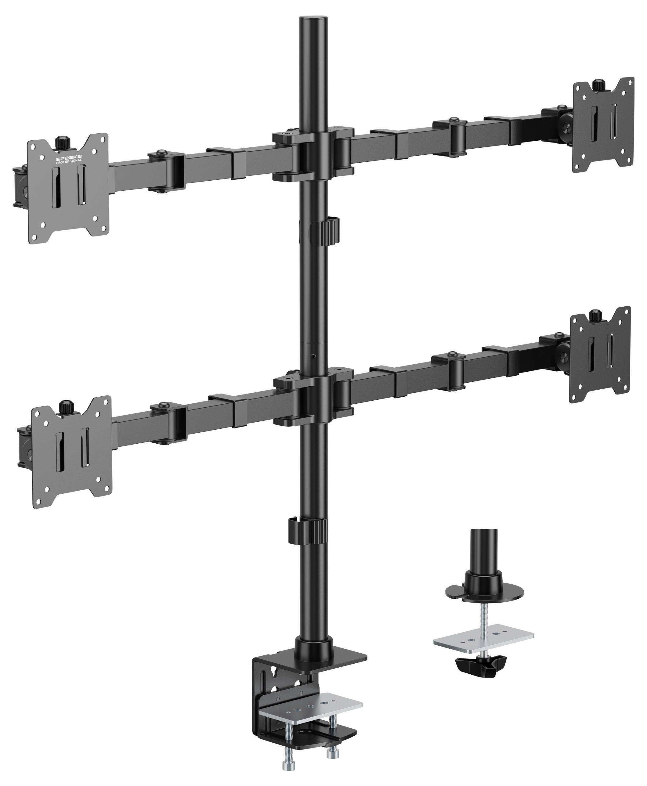 SpeaKa Professional SP-MM-541 4fach Monitor-Tischhalterung 43,2cm (17") - 88,9cm (35") Schwarz Neigbar+Schwenkbar, Drehbar