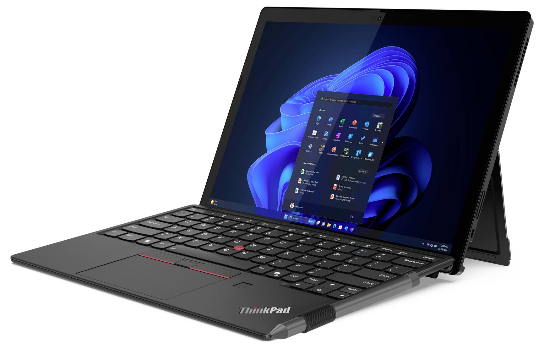 Lenovo Notebook ThinkPad X12 31.2 cm (12.3 Zoll) Full-HD+ Intel® Core™ Ultra 5 134U 16 GB RAM 512 GB SSD Deutsch, QWERTZ Schwarz 21LK001LG