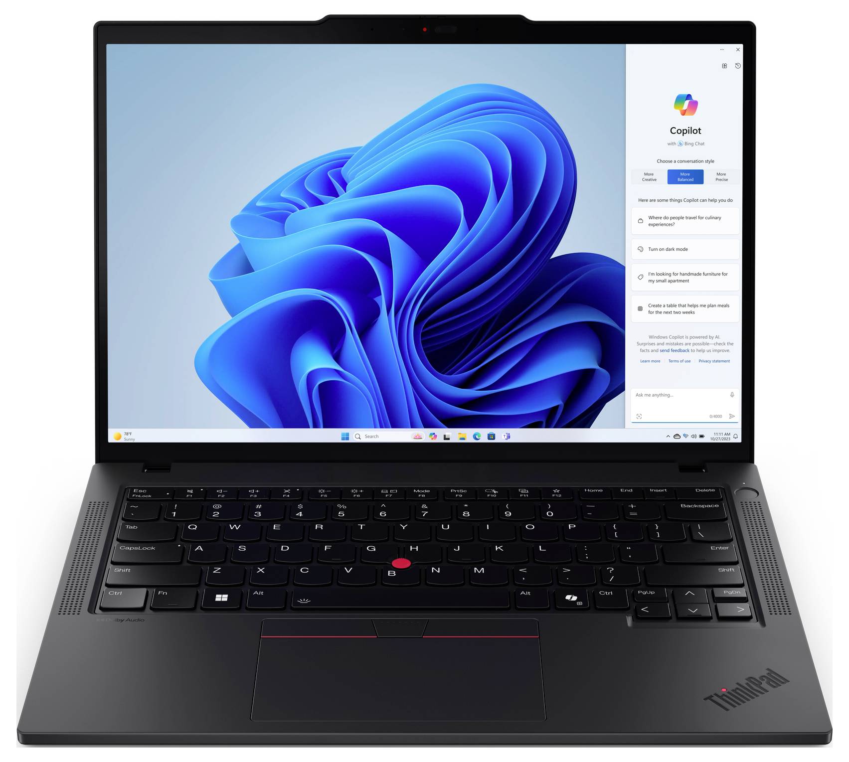 Lenovo Notebook ThinkPad T14 Gen 5 35.6cm (14 Zoll) WUXGA AMD Ryzen 7 Pro 8840U 32GB RAM 1TB SSD Deutsch, QWERTZ Schwarz 21MC003