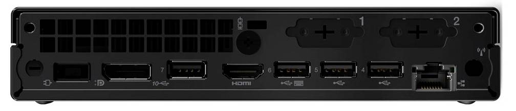 Rückseite eines elektronischen Geräts mit verschiedenen Anschlüssen, darunter HDMI, USB, Ethernet und Audioanschlüsse.