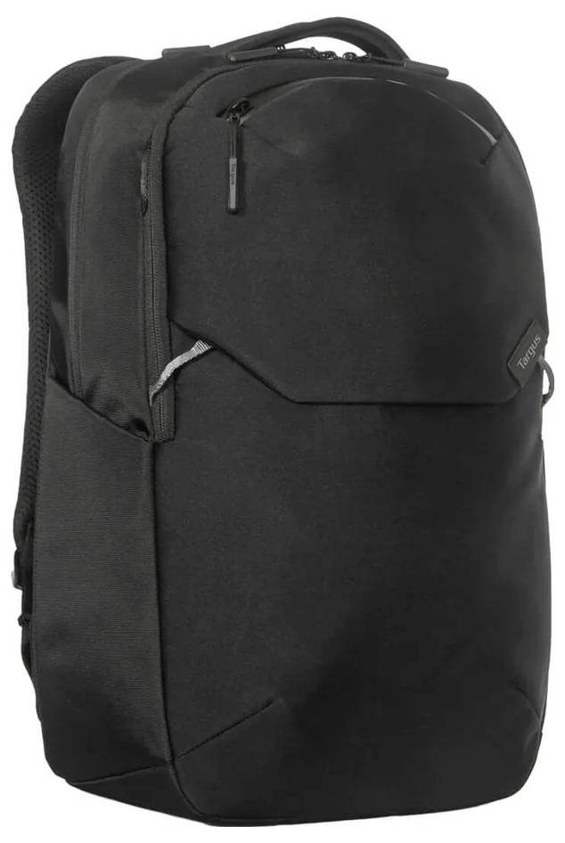 Ein eleganter, schwarzer Rucksack mit mehreren Reißverschlussfächern und einem gepolsterten Tragegriff. Ideal für den täglichen Gebrauch.