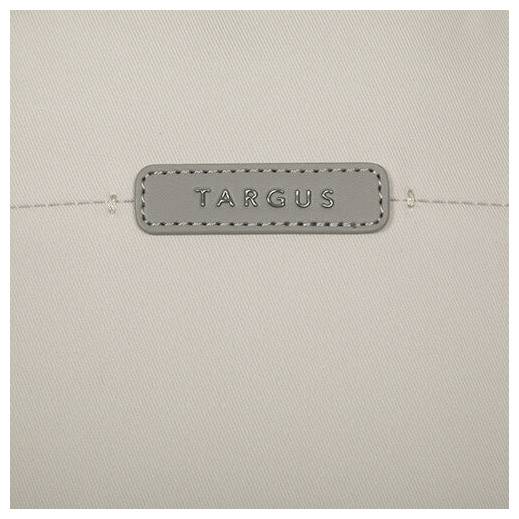 Beige Stoff mit grauem 'Targus'-Logo in der Mitte. Minimalistisches Design.