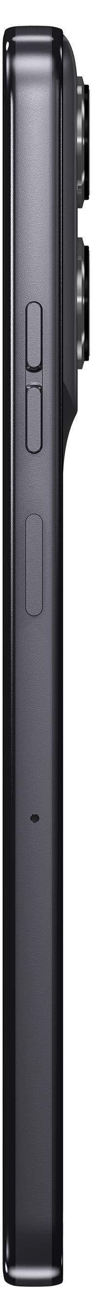 Schlankes Smartphone von der Seite mit zwei seitlichen Tasten, leicht hervorstehender Kamera auf der Rückseite.