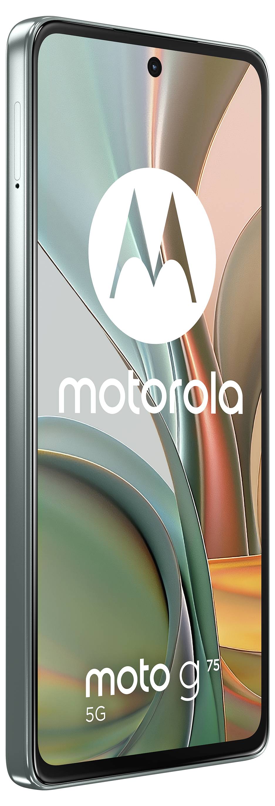 Seitenansicht eines modernen Smartphones in grünlicher Farbe, mit zwei Kameralinsen und einem seitlichen Knopf.