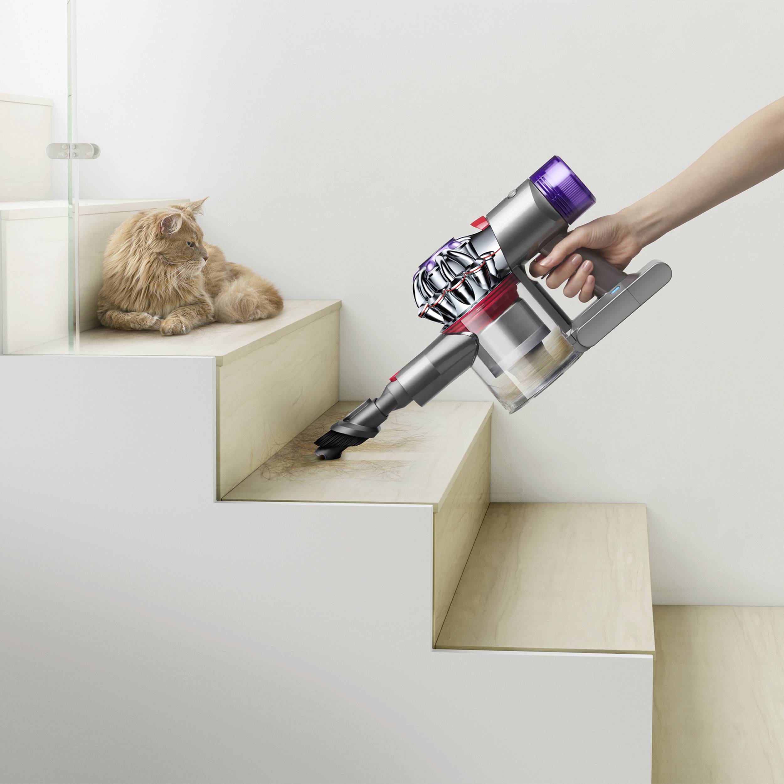Dyson V8 Absolute Silber-Gelb 476547-01 Akku-Zyklon-Staubsauger 21.6V inkl. Ladegerät, Zyklon-Technik, inkl. Akku, Beutellos