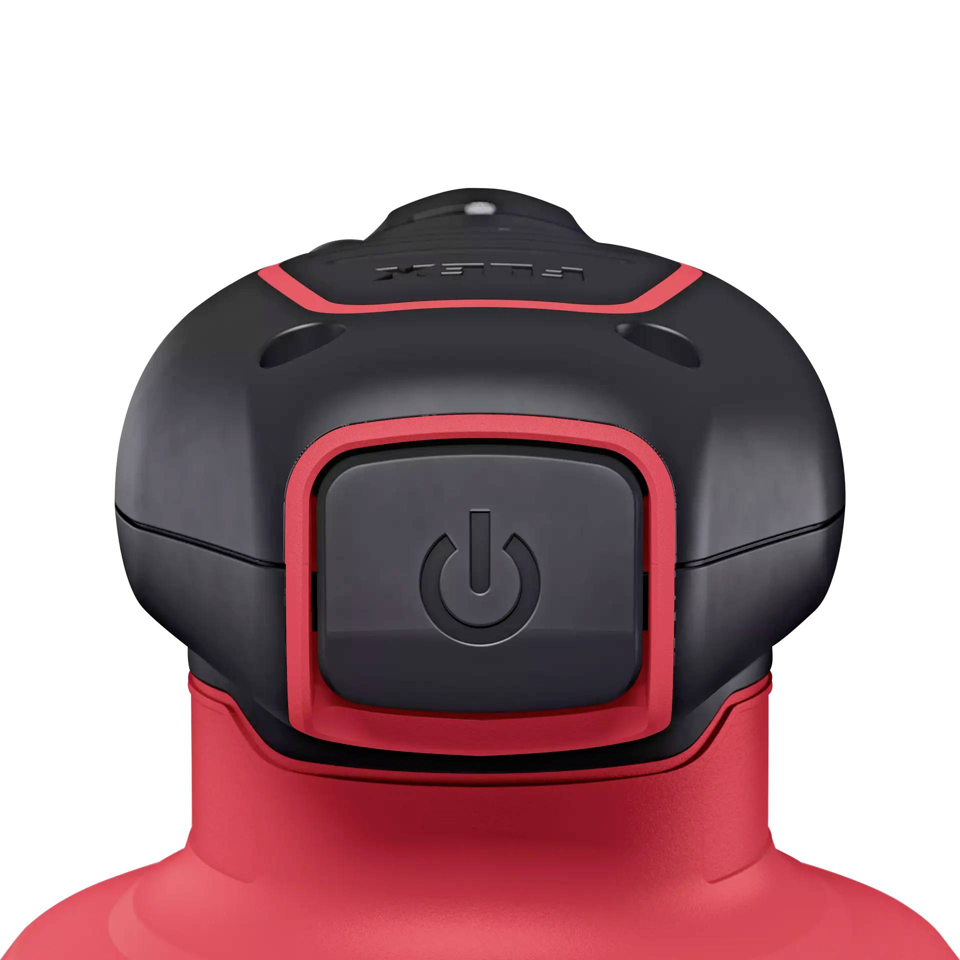 Roter Thermosflaschenverschluss mit schwarzem, zentralem Druckknopf zum einfachen Öffnen und Schließen der Flasche.