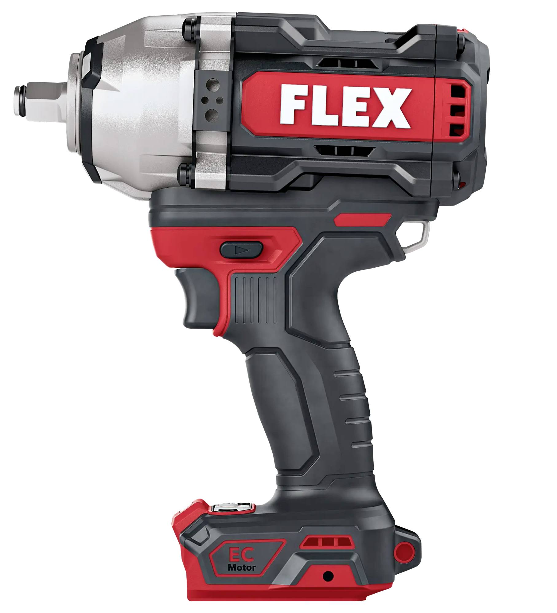 Akkuschrauber mit dem Logo 'FLEX', schwarzes und rotes Design, ergonomischer Griff.