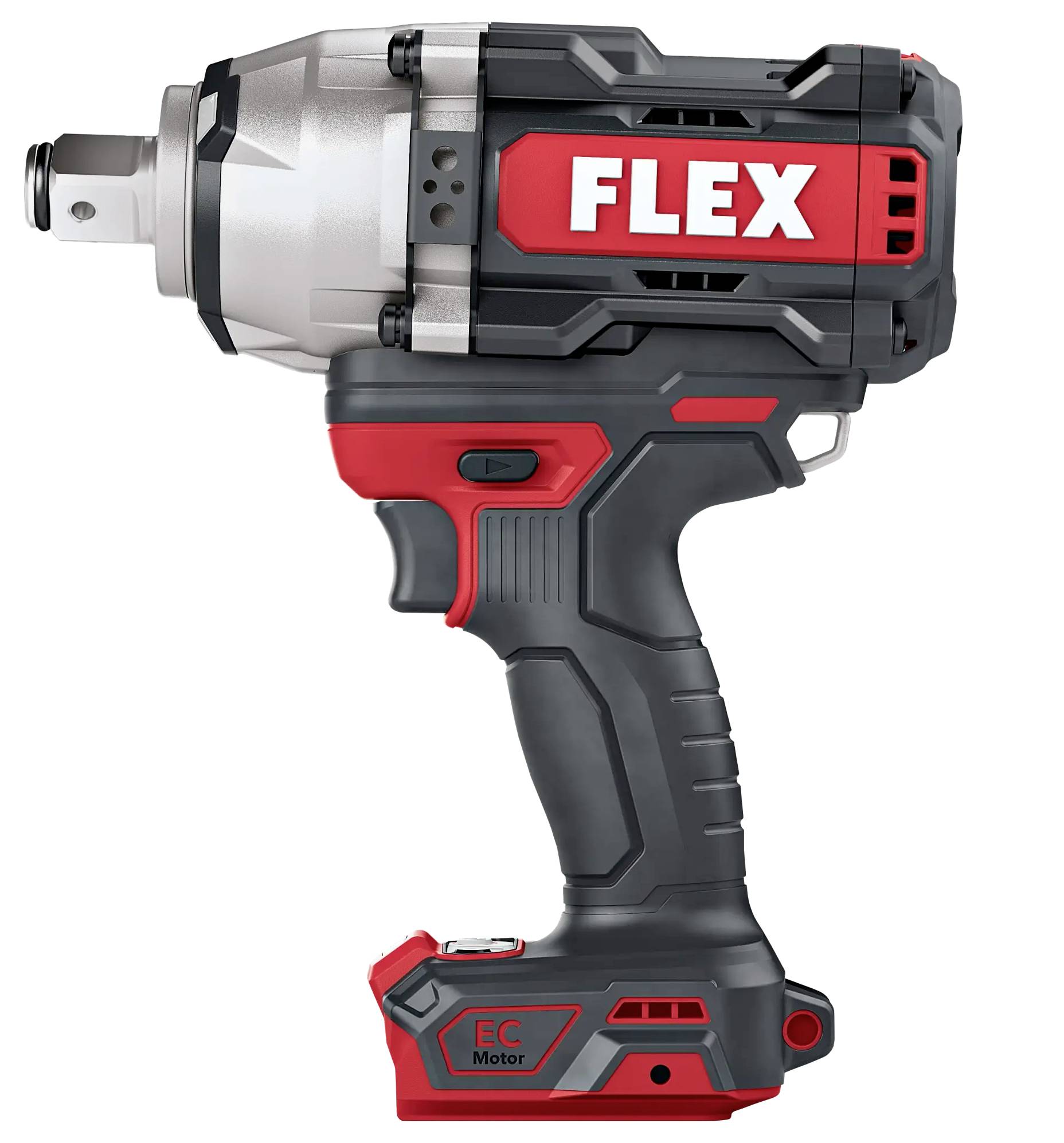 Akkuschlagschrauber mit ergonomischem Griff, rotem und schwarzem Gehäuse und sichtbarer Marke auf der Geräteseite.