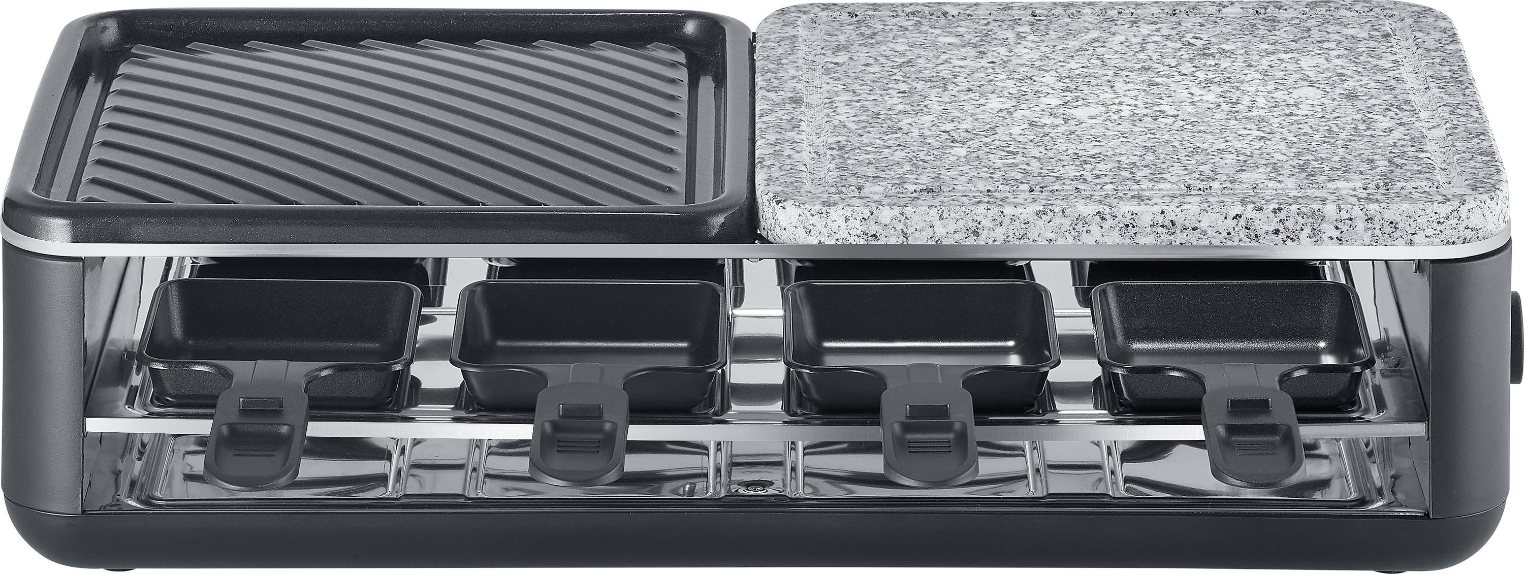 Severin 2366 Raclette 8 Pfännchen, Antihaftbeschichtung, mit Grillstein Schwarz