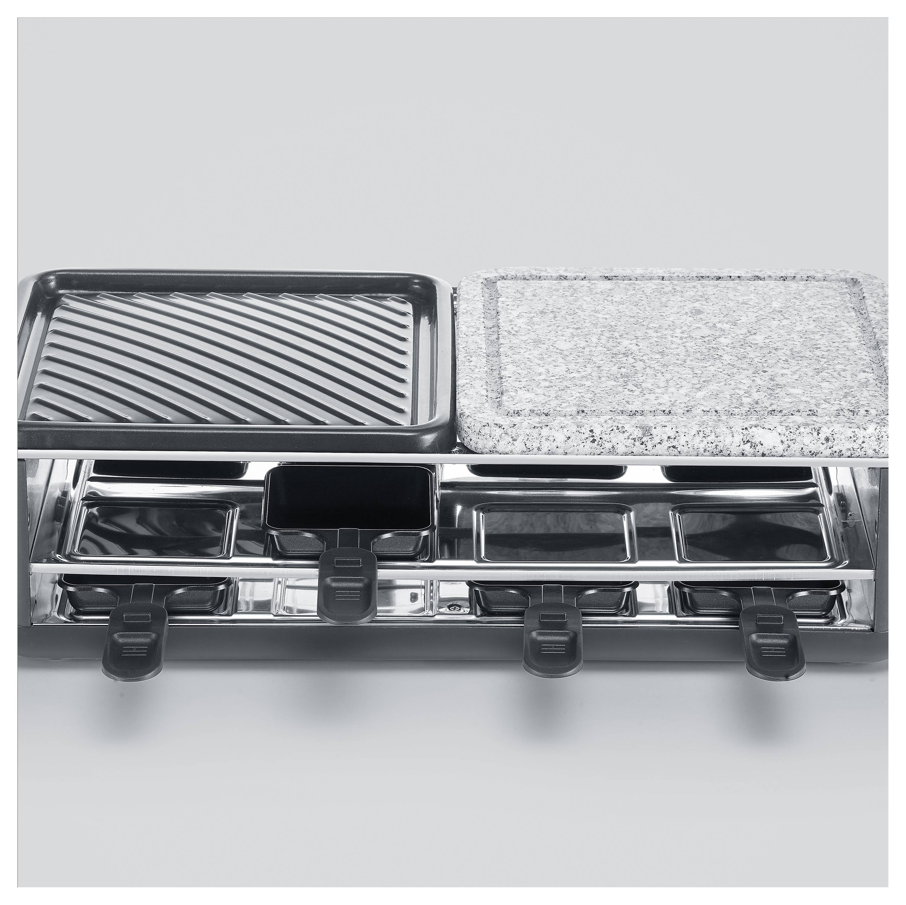 Severin 2366 Raclette 8 Pfännchen, Antihaftbeschichtung, mit Grillstein Schwarz