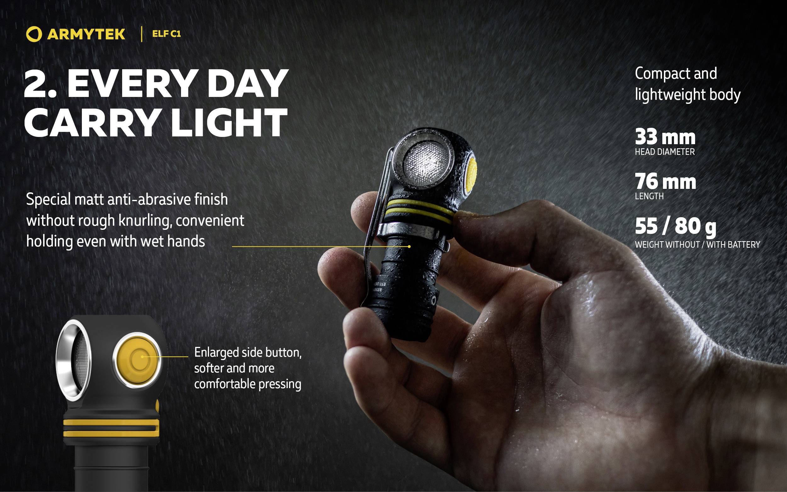 ArmyTek Elf C1 neutralweiß LED Taschenlampe akkubetrieben 1000lm 55g