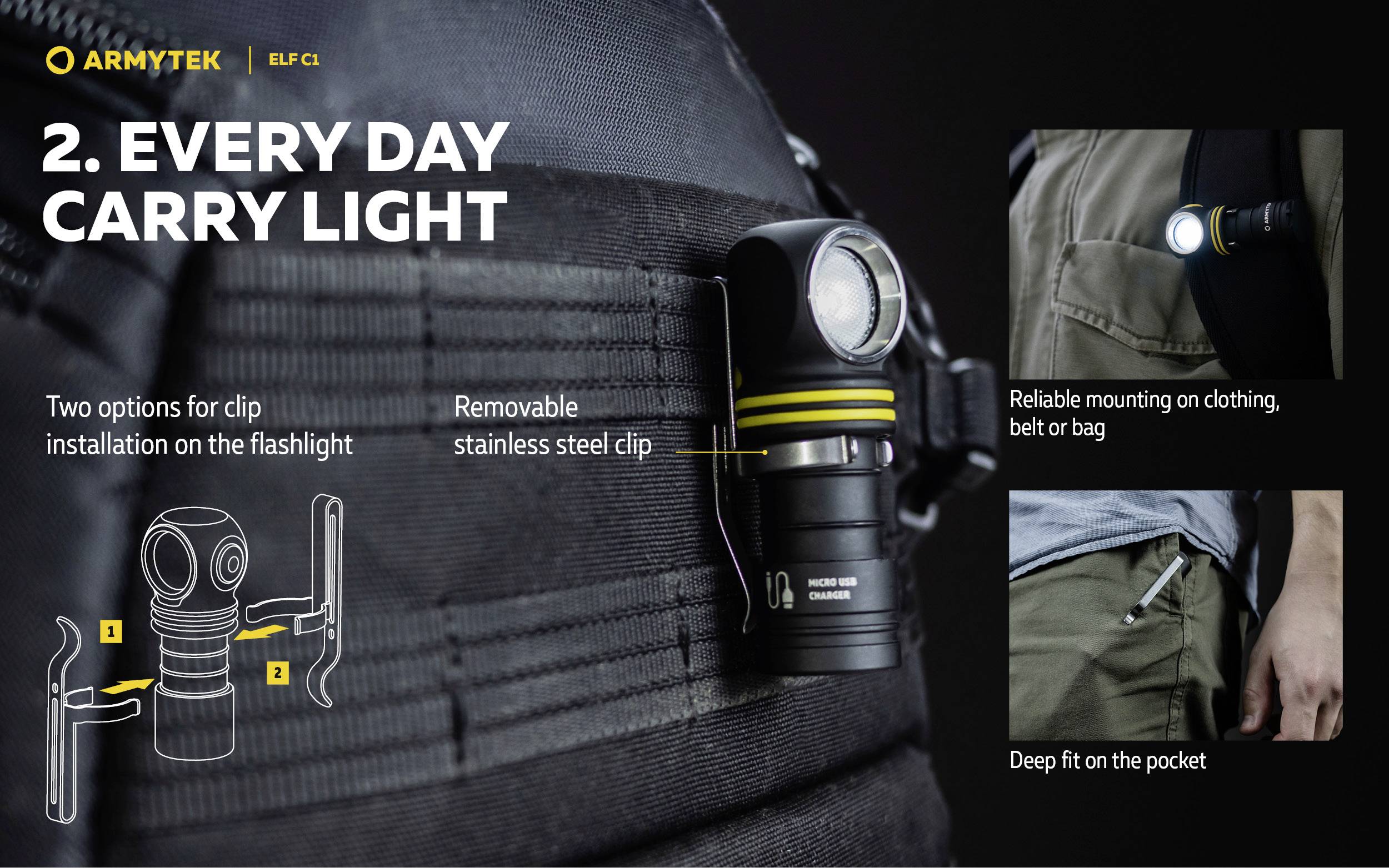 ArmyTek Elf C1 warmweiß LED Taschenlampe akkubetrieben 930lm 55g