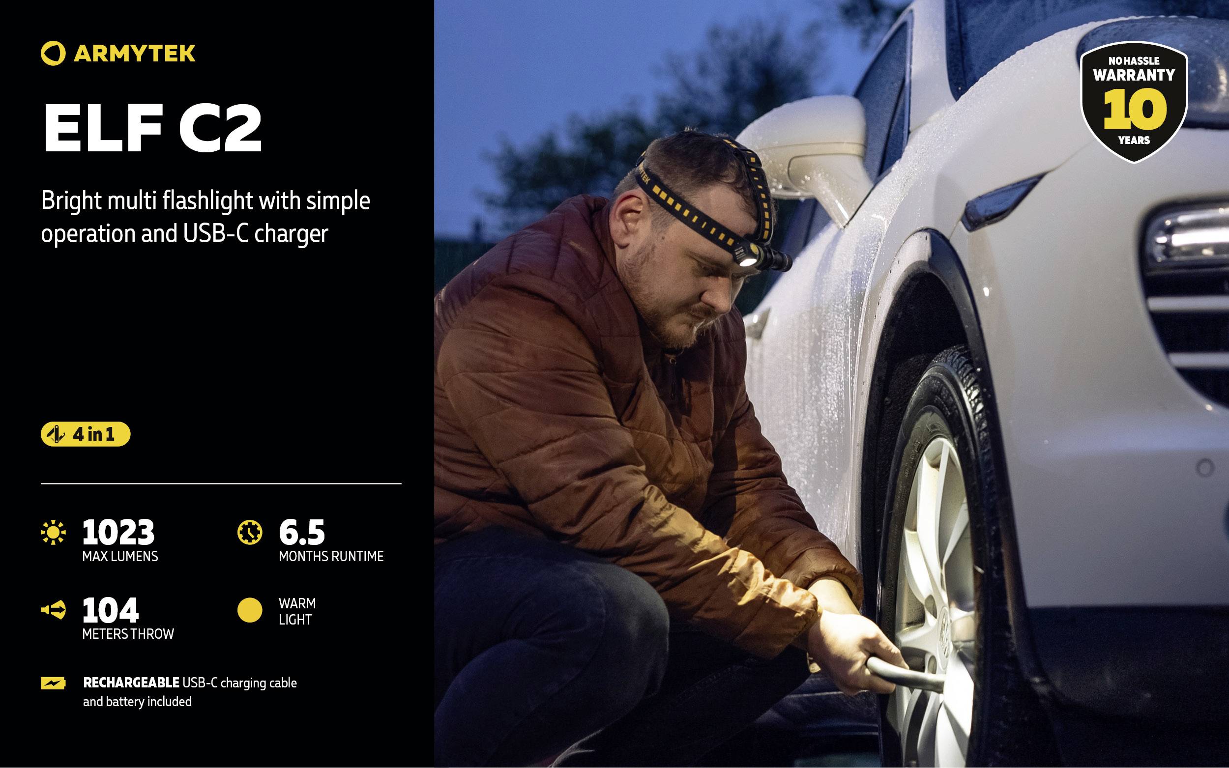 ArmyTek Elf C1 warmweiß LED Taschenlampe akkubetrieben 1023lm 65g