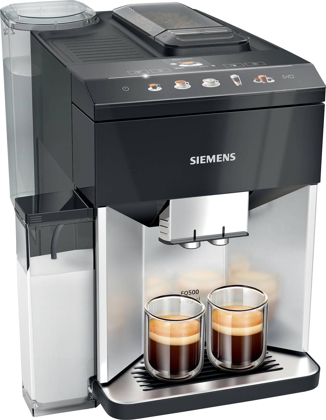 Siemens Hausgeräte EQ500 integral TQ513D01 Kaffeevollautomat Schwarz, Silber
