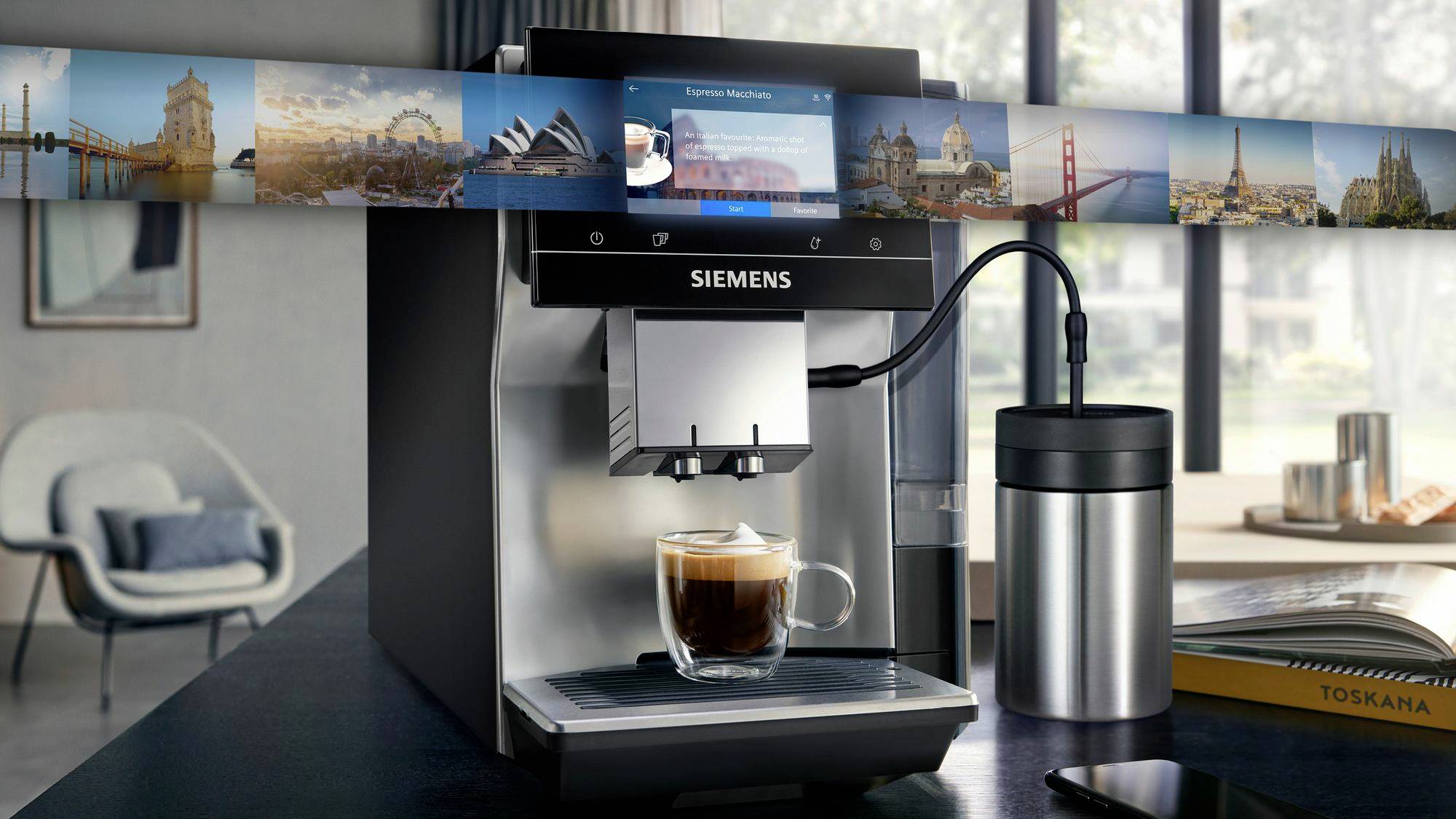 Siemens Hausgeräte EQ700 classic TP715D01 Kaffeevollautomat Schwarz, Silber