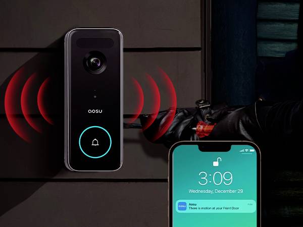 Aosu V8P Video-Türsprechanlage WLAN Komplett-Set 1 Stück Grau, Weiß