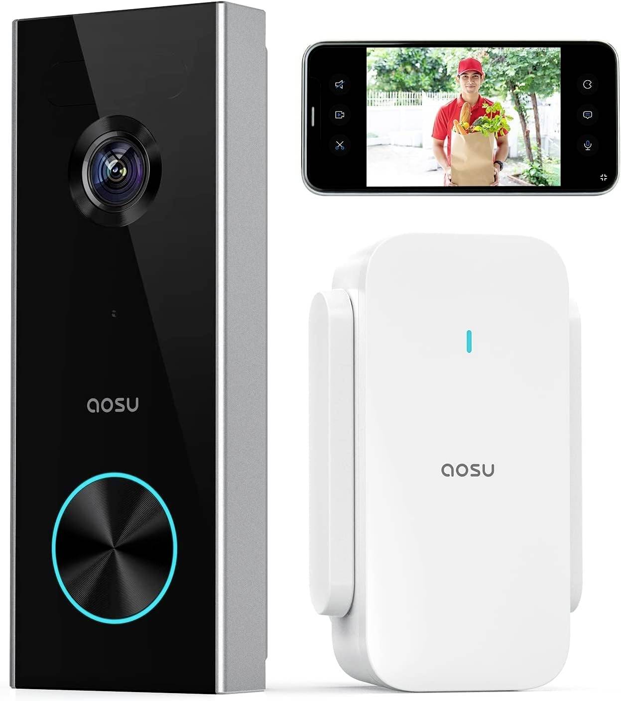 Aosu V8P Video-Türsprechanlage WLAN Komplett-Set 1 Stück Grau, Weiß