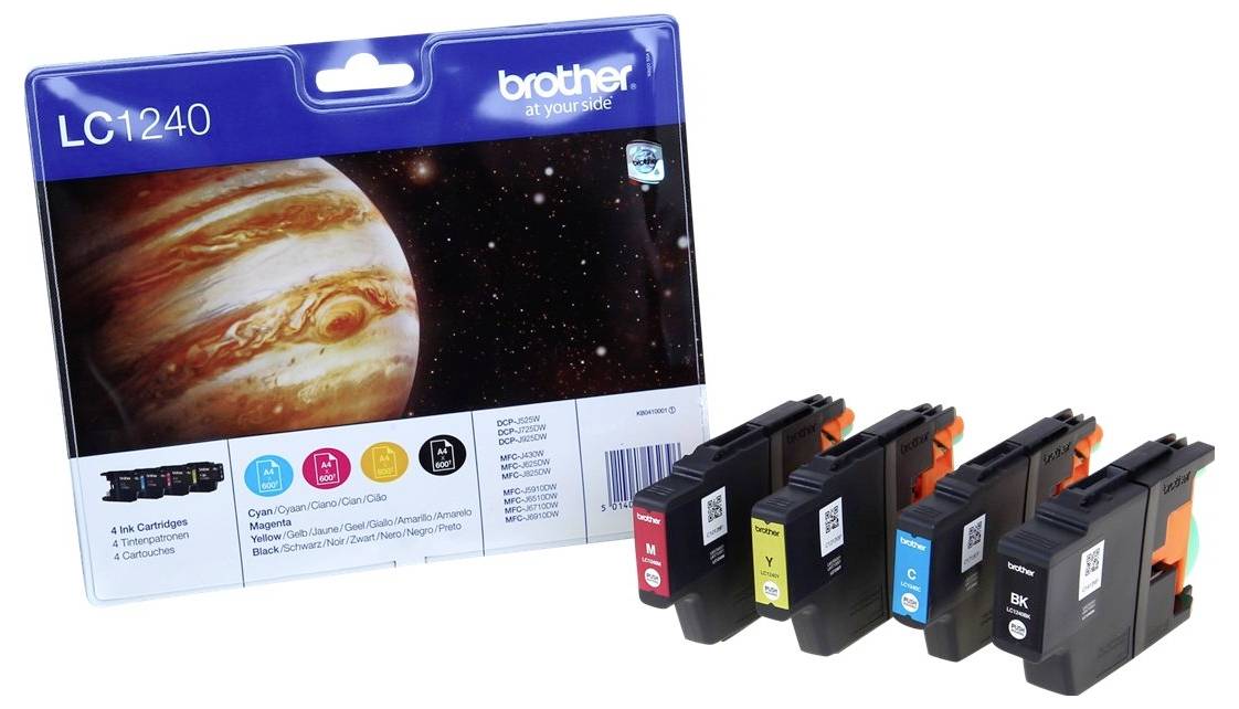 Brother Druckerpatrone LC1240 Original Kombi-Pack Schwarz, Cyan, Magenta, Gelb LC1240VALBP