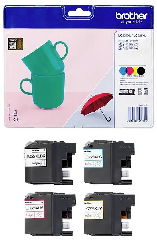Brother Druckerpatrone LC227XLVALBP Original Kombi-Pack Schwarz, Cyan, Magenta, Gelb LC227XLVALBP
