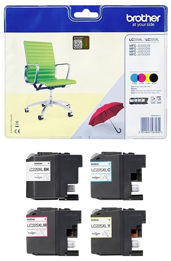 Brother Druckerpatrone LC229XLVALBP Original Kombi-Pack Schwarz, Cyan, Magenta, Gelb LC229XLVALBP