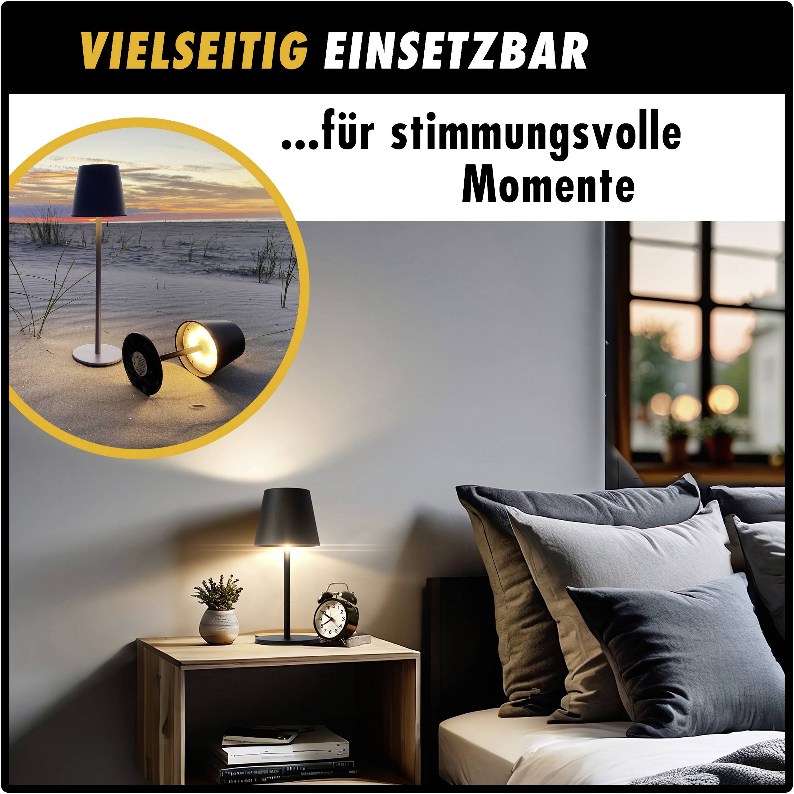 M-e modern-electronics LUNA-80 S 41436 Akku-Tischlampe LED LED fest eingebaut 3W Schwarz