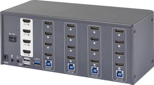 SpeaKa Professional 4 Port HDMI Multi Display KVM Switch 4x4 Port KVM-Konsole HDMI 3840 x 2160 Pixe