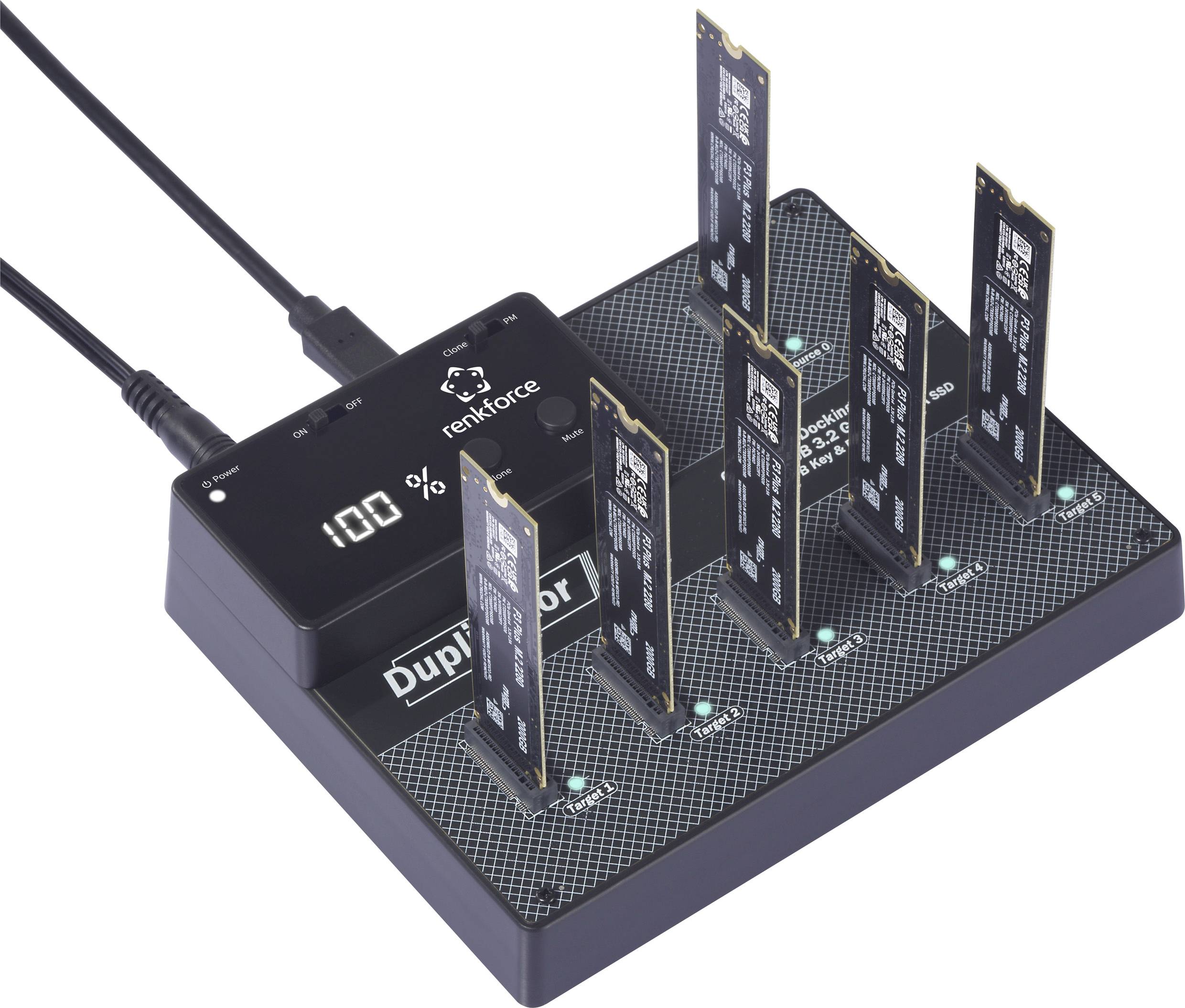 Renkforce RF-6BDS-350 5fach Festplatten-Kopierstation M.2 SATA 6 Gb/s, USB-C®