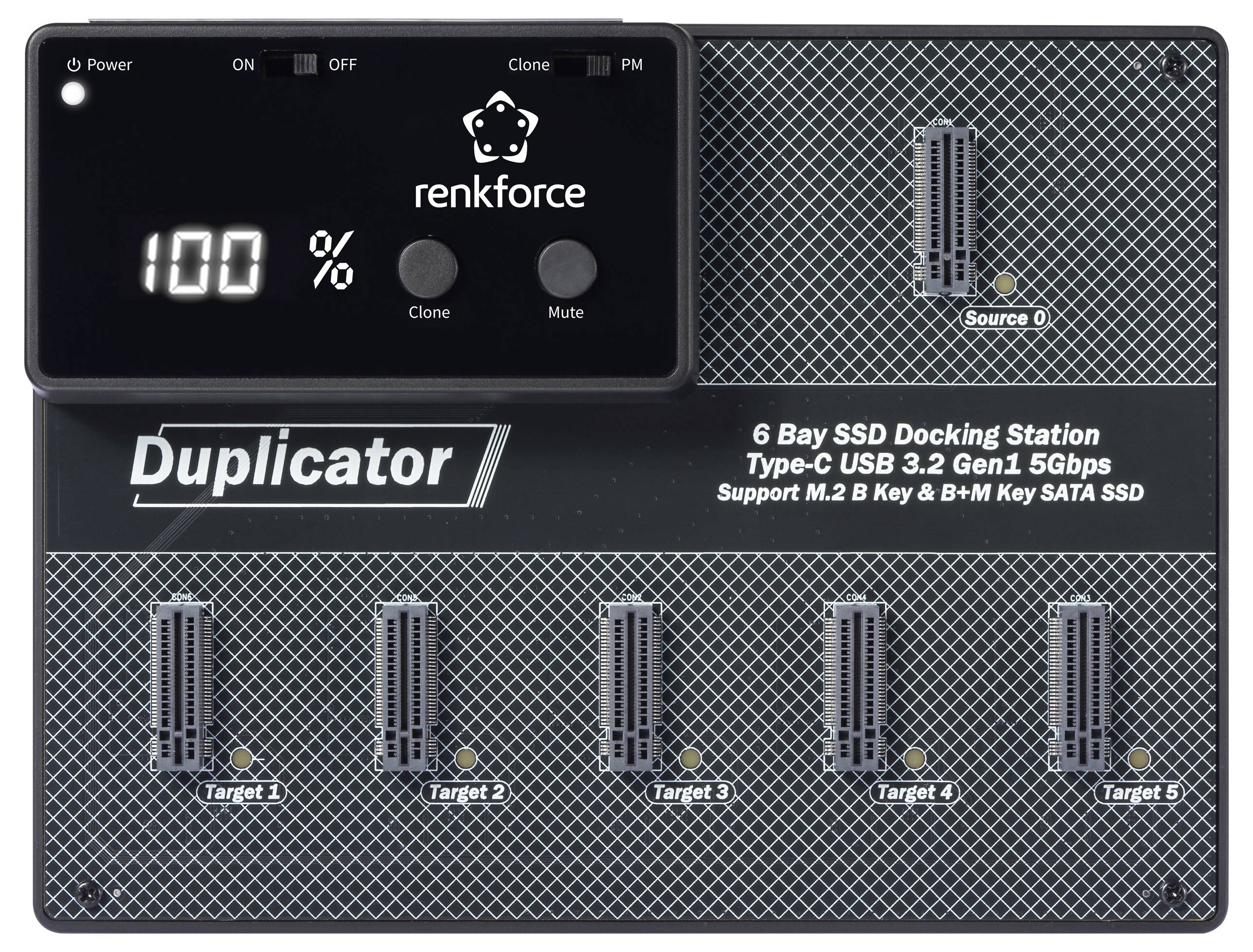 Renkforce RF-6BDS-350 5fach Festplatten-Kopierstation M.2 SATA 6 Gb/s, USB-C®