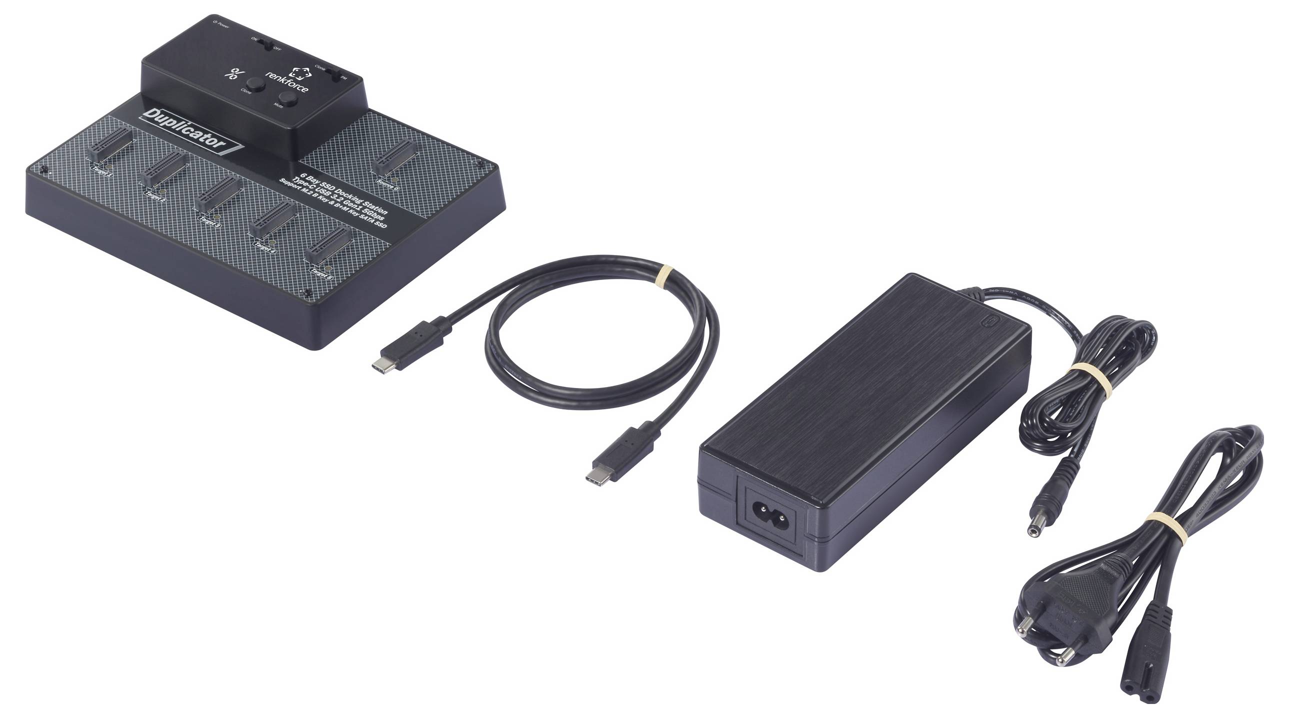 Renkforce RF-6BDS-350 5fach Festplatten-Kopierstation M.2 SATA 6 Gb/s, USB-C®