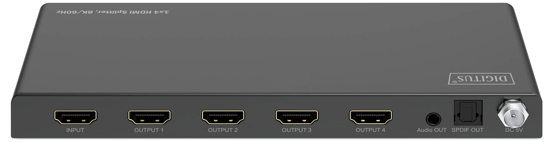 Digitus DS-55340 4 Port HDMI-Splitter einzeln schaltbar, LED-Anzeige, mit Status-LEDs, Ultra HD-fähig, zur internen Verwendung