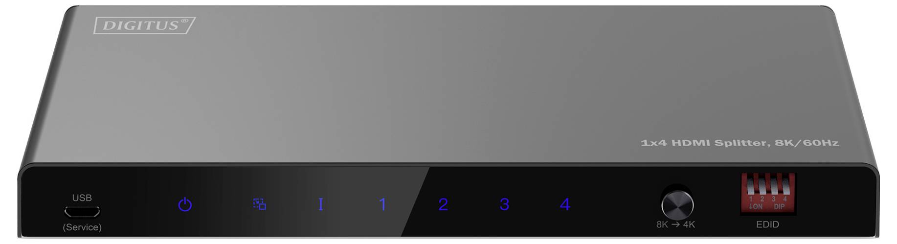 Digitus DS-55340 4 Port HDMI-Splitter einzeln schaltbar, LED-Anzeige, mit Status-LEDs, Ultra HD-fähig, zur internen Verwendung