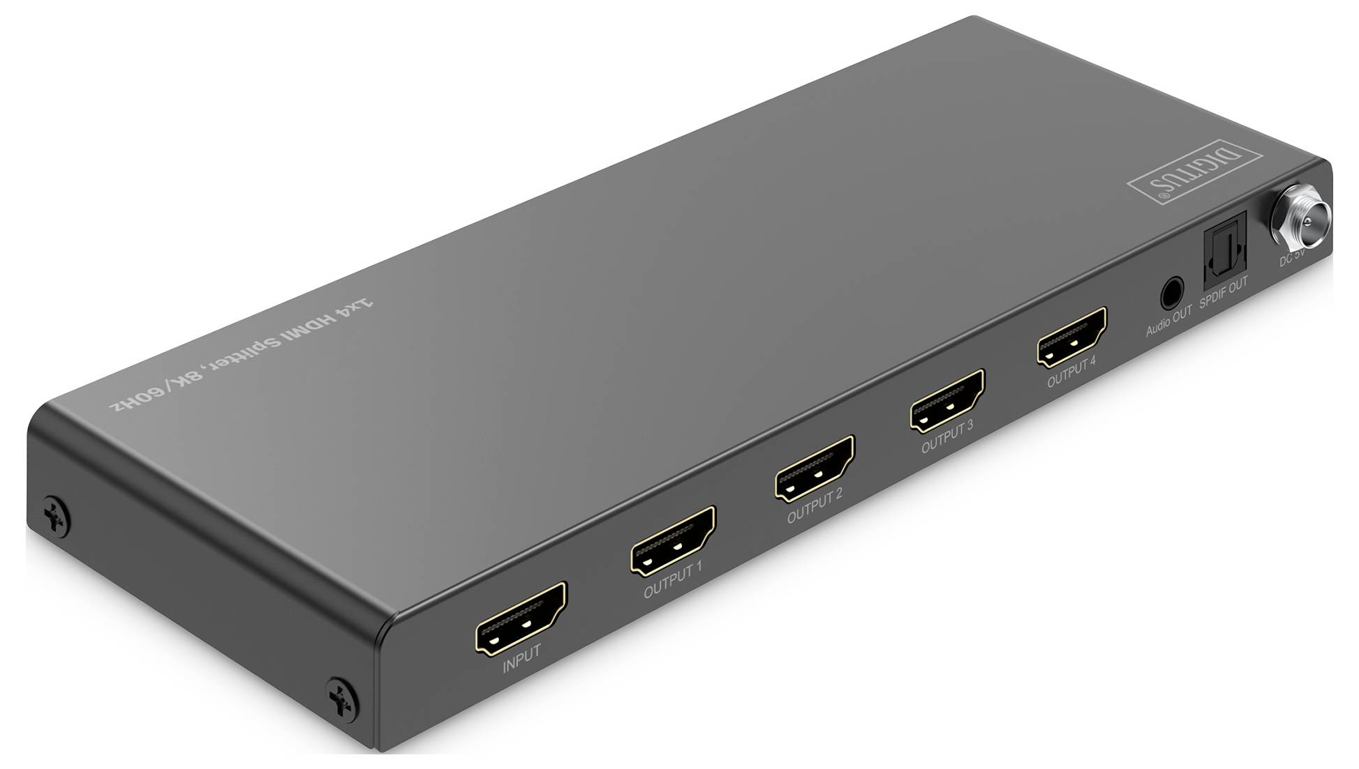 Digitus DS-55340 4 Port HDMI-Splitter einzeln schaltbar, LED-Anzeige, mit Status-LEDs, Ultra HD-fähig, zur internen Verwendung