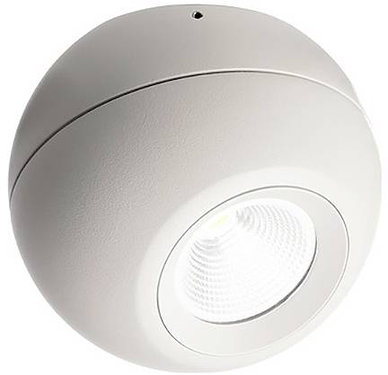 Kugelförmige, moderne LED-Leuchte in Weiß.