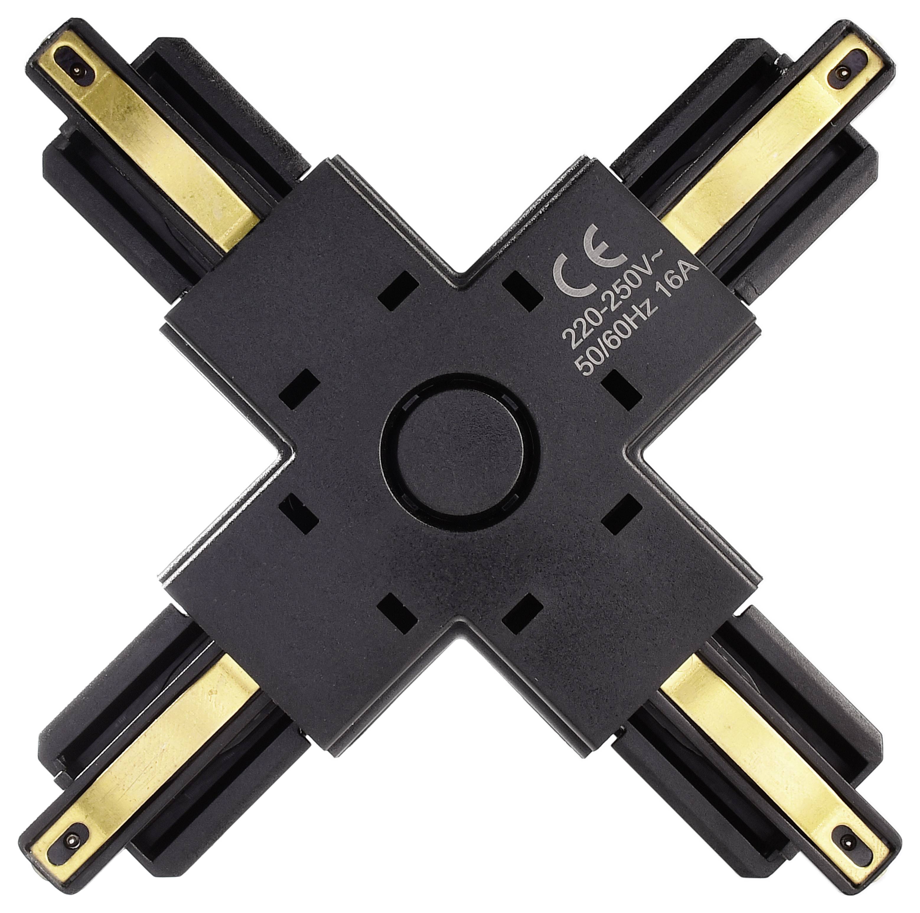 Deko Light 720029 D One Hochvolt-Schienensystem-Komponente X-Verbinder 1er Set Schwarz