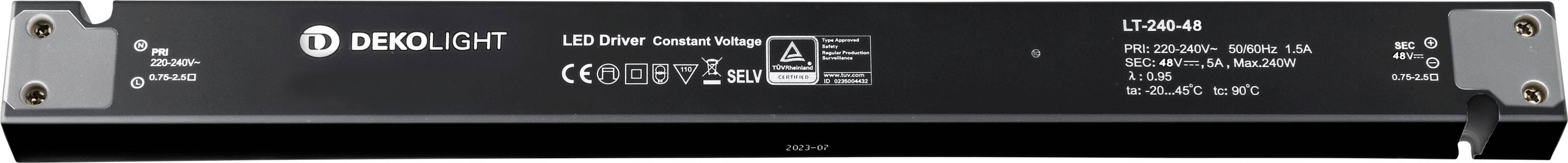 Deko Light 862272 LED-Trafo Konstantspannung 240W 0 - 5000mA 48 V/DC 1St.