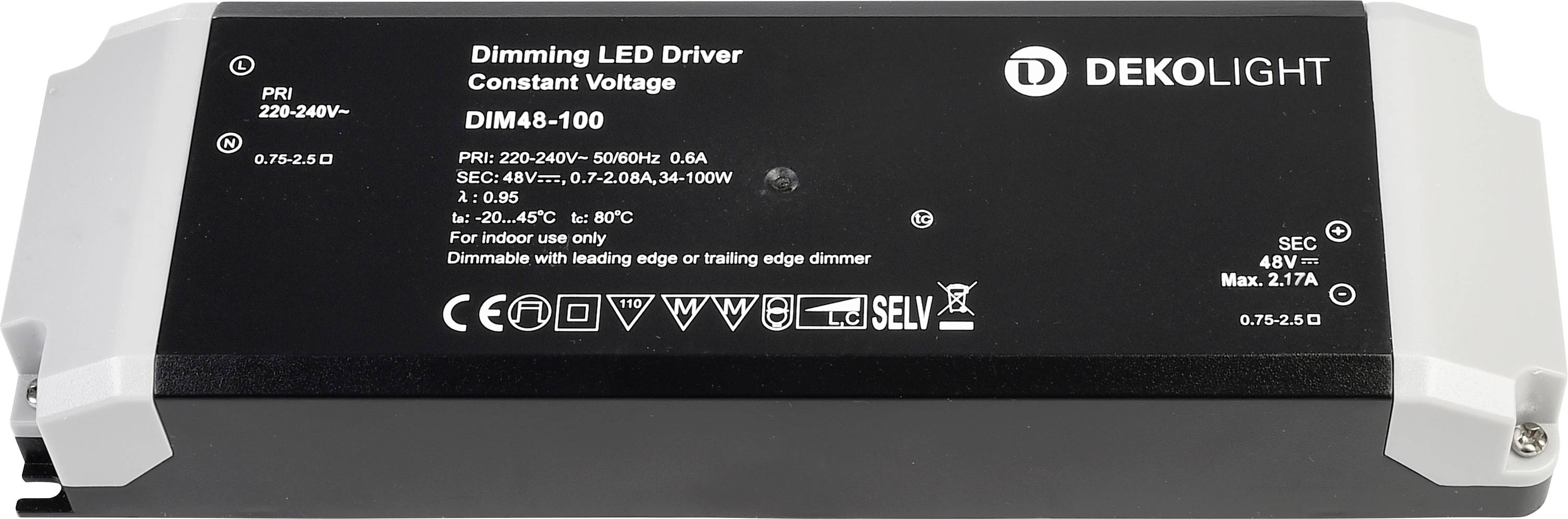 Deko Light 862274 LED-Trafo Konstantspannung 100W 700 - 2080mA 48 V/DC dimmbar 1St.