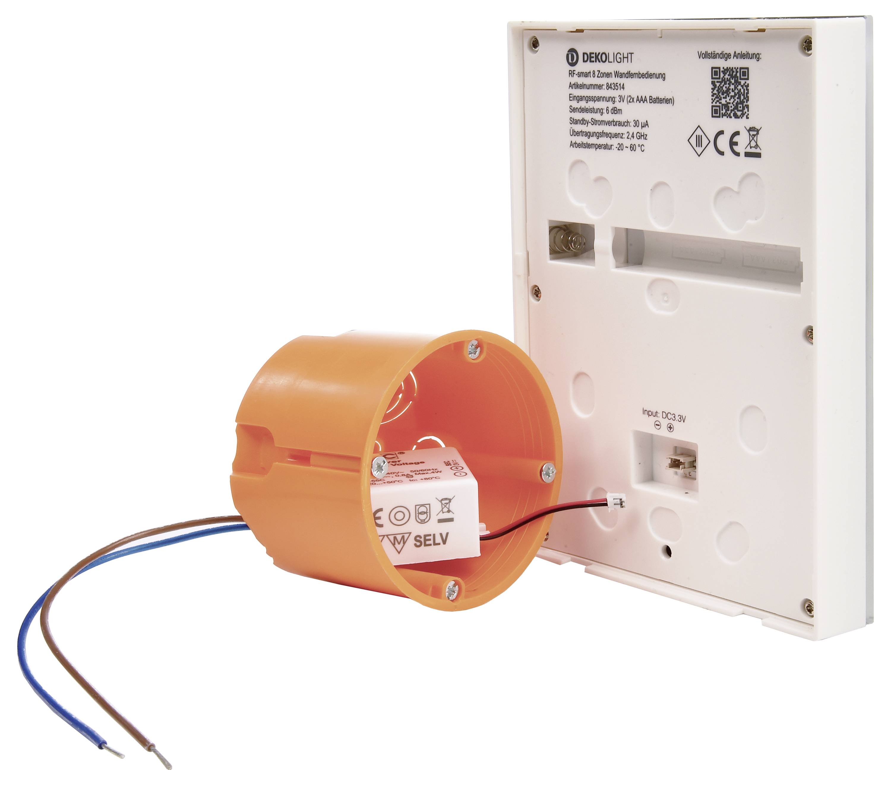 Deko Light RF-smart, Netzgerät 230V für 8 Zonen Wandfernbedienung (3,3V DC) 872144 Netzteil Weiß
